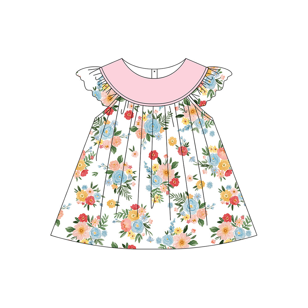 Pre-order GSD1610 baby Girls flying sleeve flowers Dress（Deadline Dec.10）