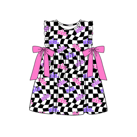 Pre-order GSD1616 baby Girls sis. plaid bow Dress（Deadline Dec.12）