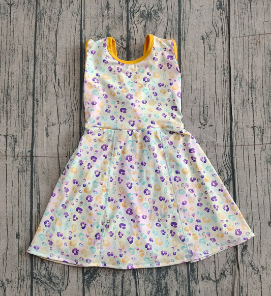 Pre-order GSD2870 girls leopard yellow Dress yoga