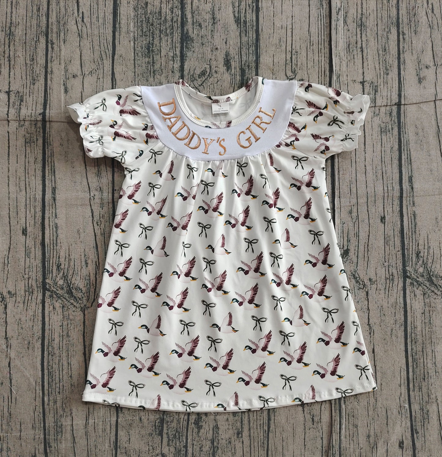 Pre-order GSD2933 Baby Girls daddy's girls duck dress embroidery