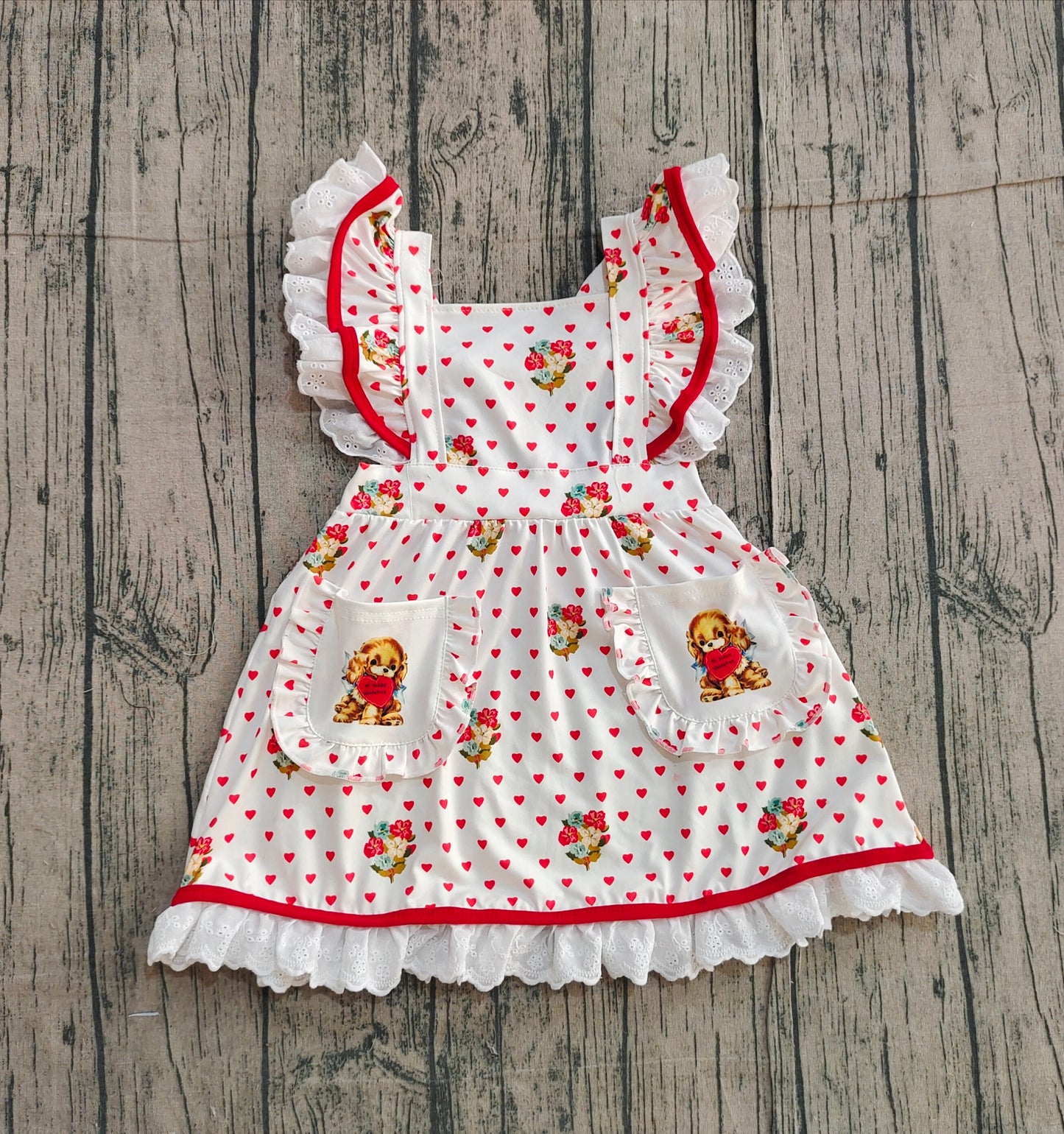 Pre-order GSD2963 Baby Girls Valentine's love pocket lace dress