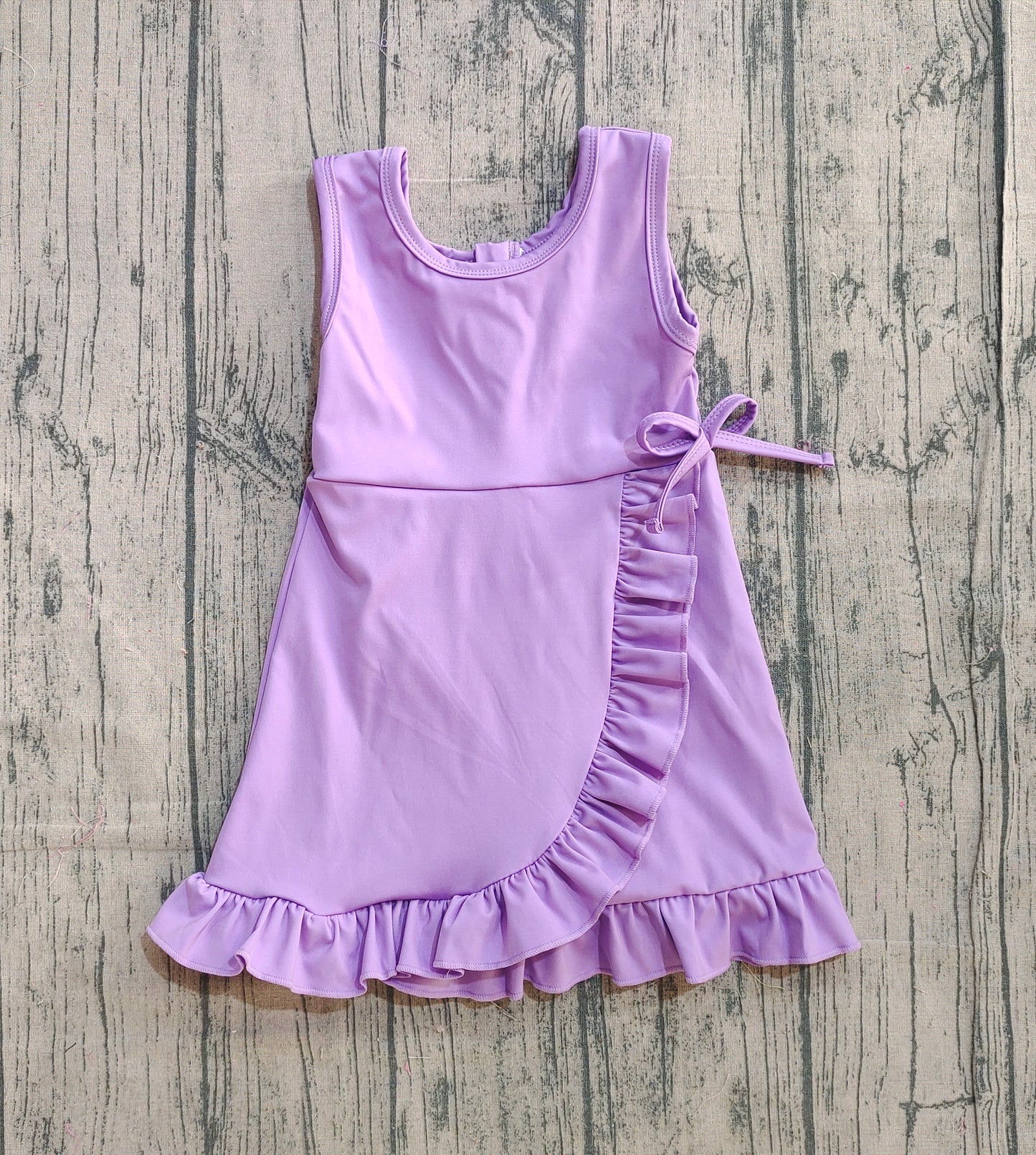 Pre-order GSD3036  girls purple sleeveless Dress yoga