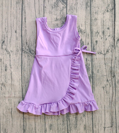 Pre-order GSD3036  girls purple sleeveless Dress yoga