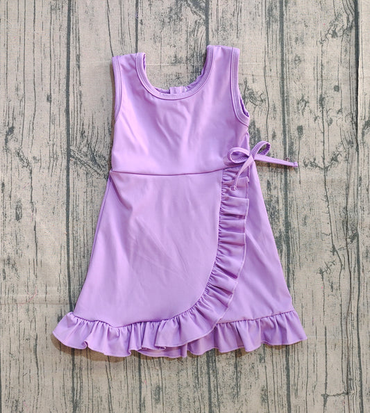 Pre-order GSD3036  girls purple sleeveless Dress yoga