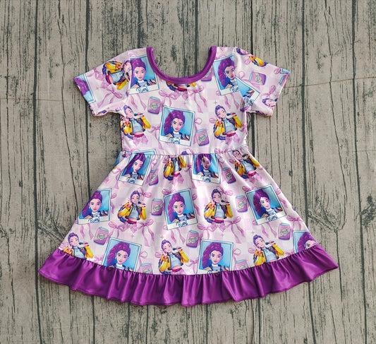 Pre-order GSD3272 Baby girls purple kpop short sleeve dress