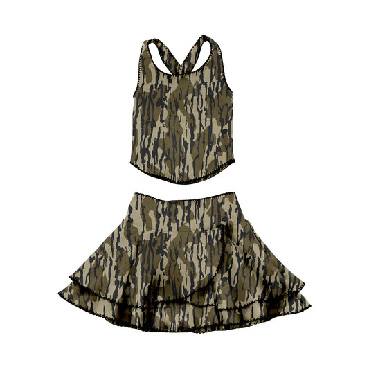 12.1 Pre-order GSD3353 baby girls camo Double-layer skirt Outfits yoga