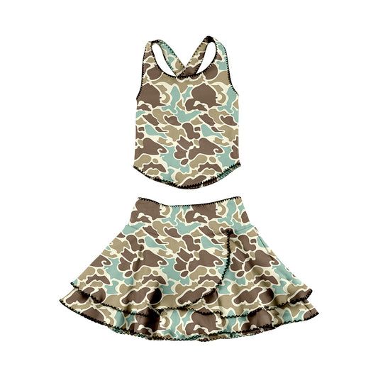 12.1 Pre-order GSD3355 baby girls camo Double-layer skirt Outfits yoga