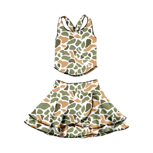 12.1 Pre-order GSD3358 baby girls camo Double-layer skirt Outfits yoga