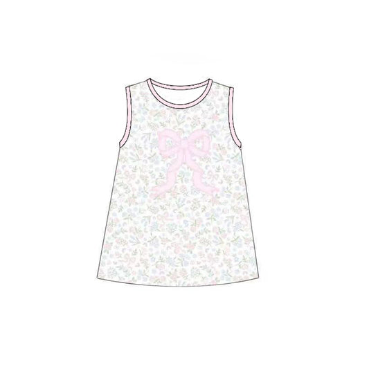 12.1 Pre-order GSD3361 Baby girls flower bow sleeveless dress
