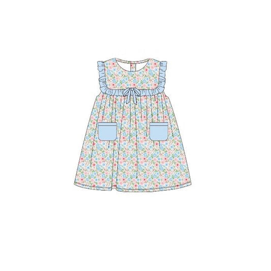 12.5 Pre-order GSD3381 Baby girls flower pocket sleeveless dress