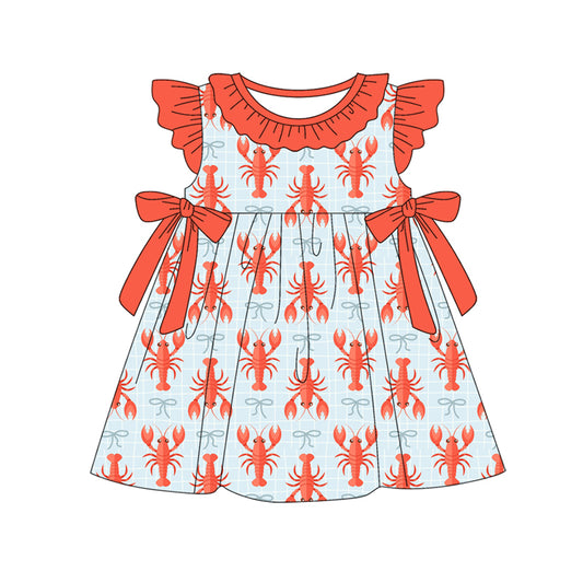 12.5 Pre-order GSD3383 Baby girls Lobster bow flying sleeve dress