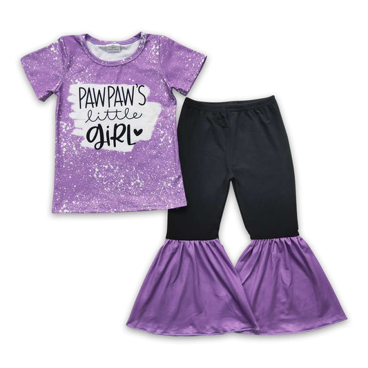 GSPO0244 Girls PAW Outfits Short Sleeves Bell Bottom Pants Purple