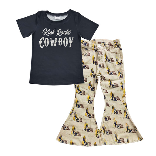 Girls Cowboy Outfits Short Sleeves Jeans