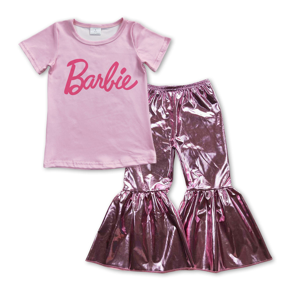 Girls Pink Barbie Outfits Satin Pants