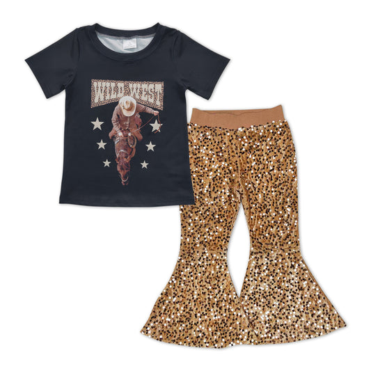 Girls Wild West Outfits Sequined Pants