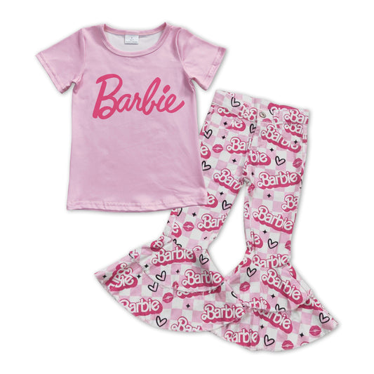 Girls Barbie Outfits Short Sleeves Pink Jeans