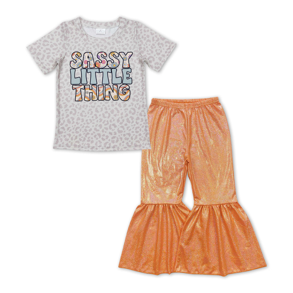 Girls Little Sassy Thing Outfits Orange Satin Pants