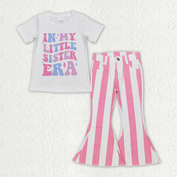 GSPO1595 Girls In my Little sister era Outfits Short Sleeves Pink Jeans