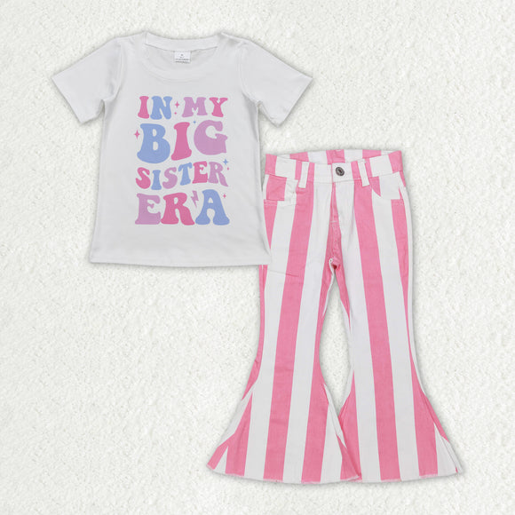 GSPO1596 Girls In my big sister era Outfits Short Sleeves Pink Jeans