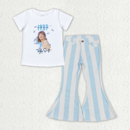 GSPO1655 Girls singer Outfits Short Sleeves blue Jeans