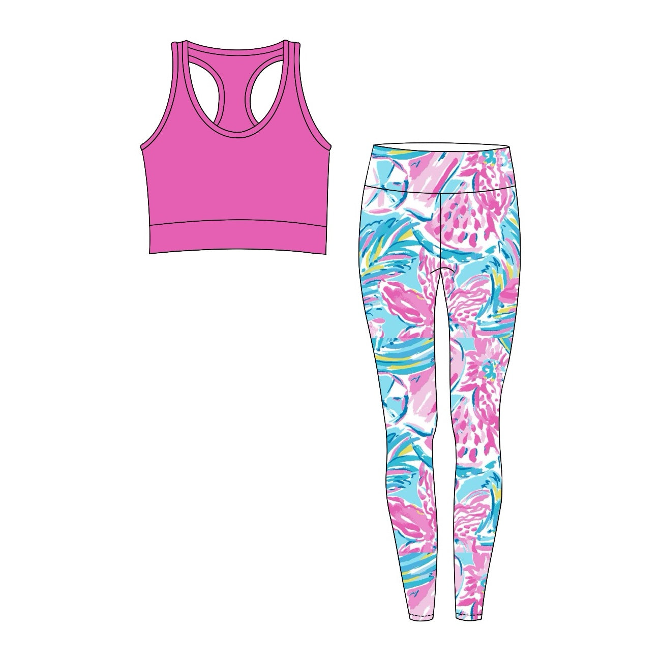 Pre-order GSPO1662 Adult pink floral YOGA outfits boutique wholesale clothing