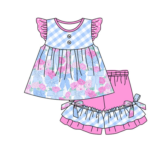 Pre-order GSSO1642 Girls flying sleeve bow rose outfits（Deadline Dec.10）