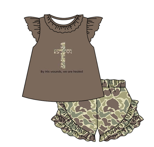 Pre-order GSSO1650 Girls flying sleeve crosing cam shorts outfits（Deadline Dec.11）