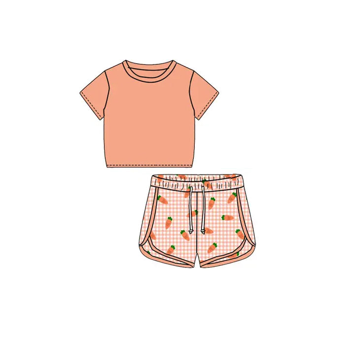 Pre-order GSSO1655 Girls orange carrot shorts outfits（Deadline Dec.12）