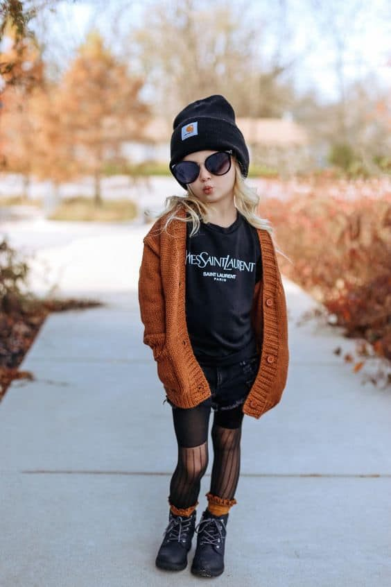 Girls Brown Sweater Coat