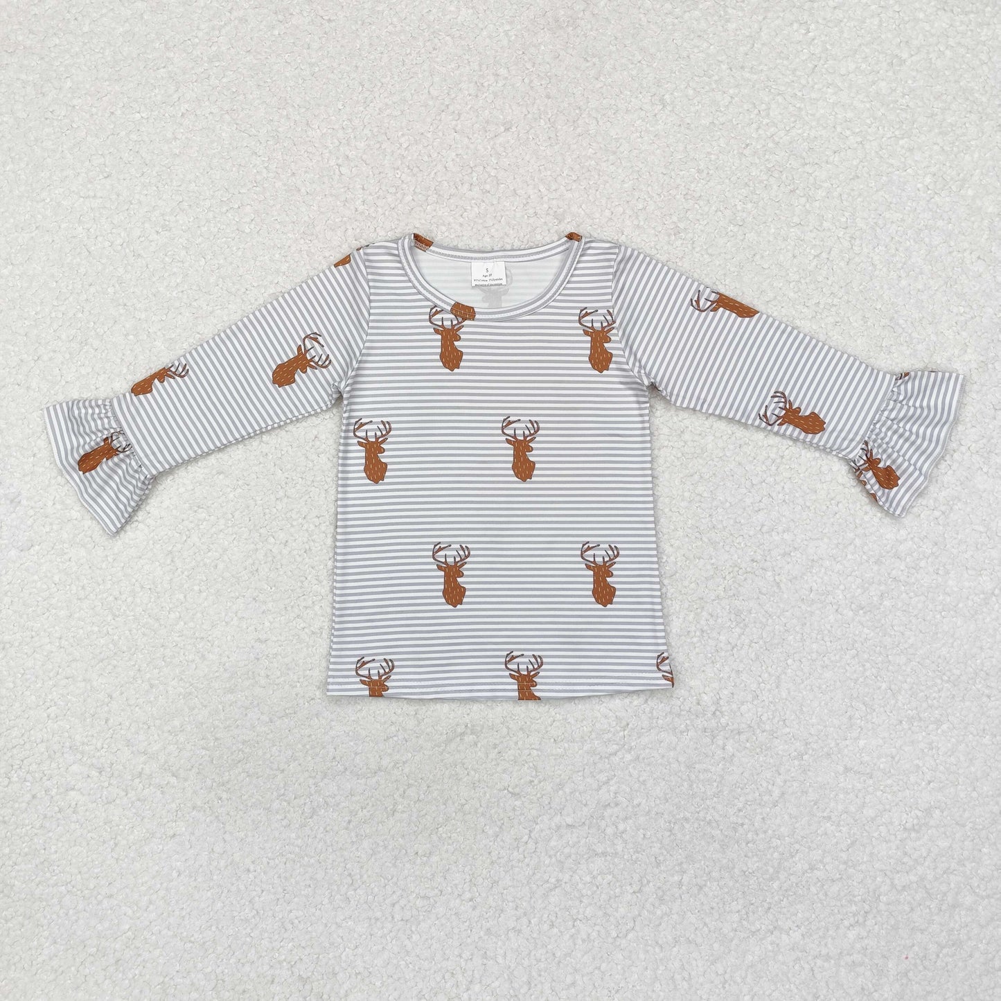 GT0739 baby girls deer long sleeves Top