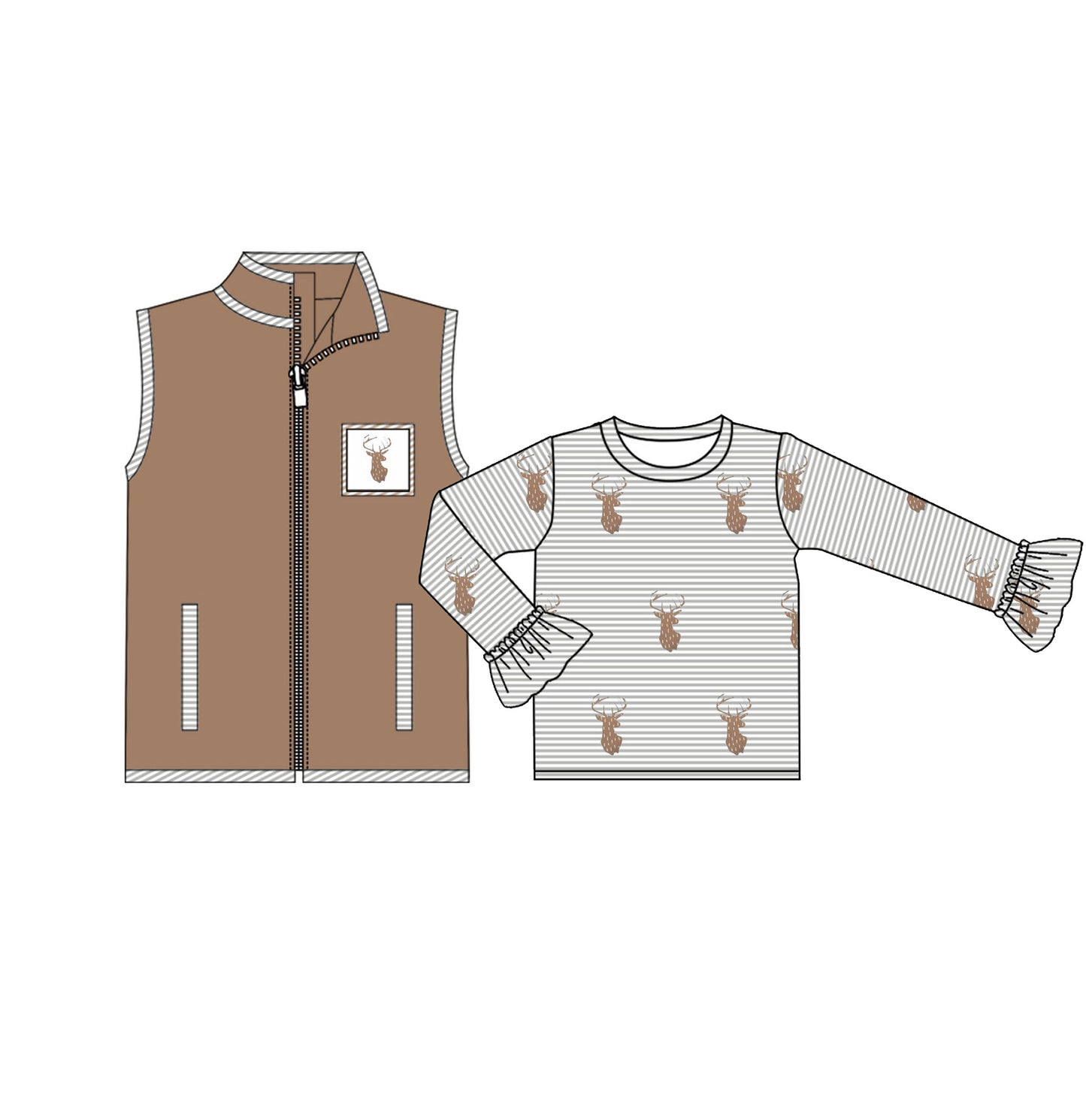 Pre-order GT0742 baby girls deer jacket outfits 2pcs ( Deadline September 11 )