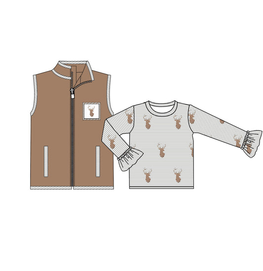 Pre-order GT0742 baby girls deer jacket outfits 2pcs ( Deadline September 11 )