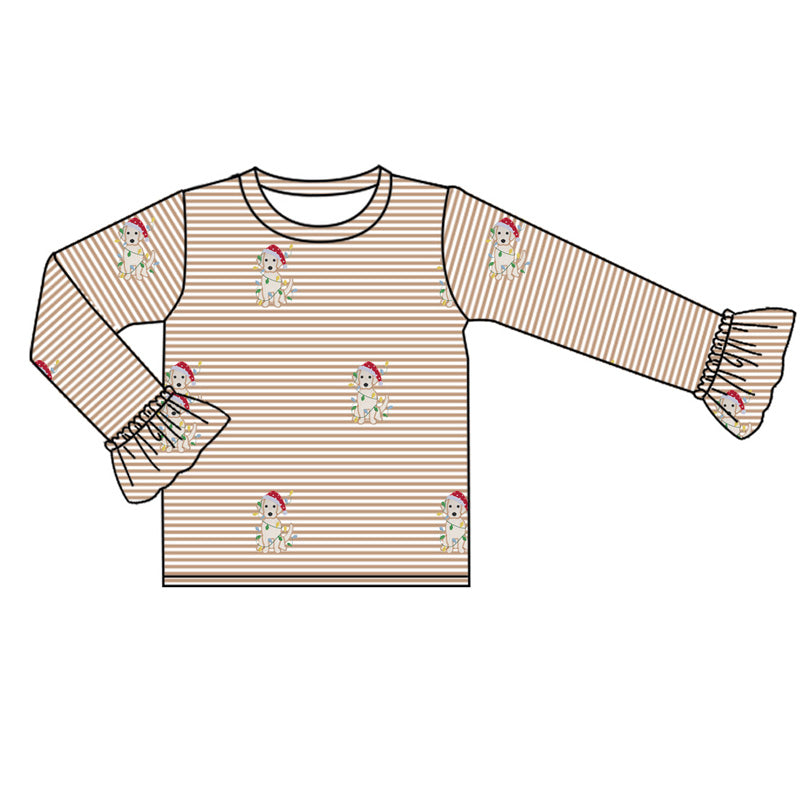 Pre-order GT0743 baby girls Christmas dog long sleeves Top ( Deadline Sept. 13 )