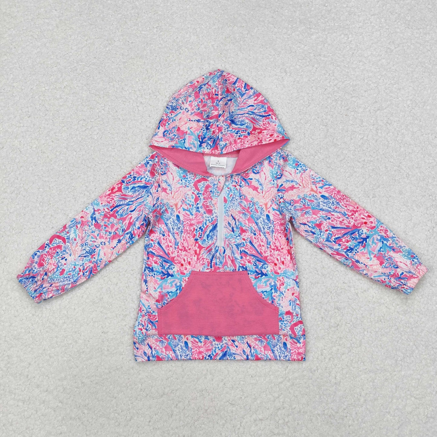 GT0745 baby girls floral hooded coat