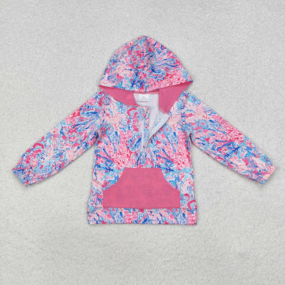 GT0745 baby girls floral hooded coat