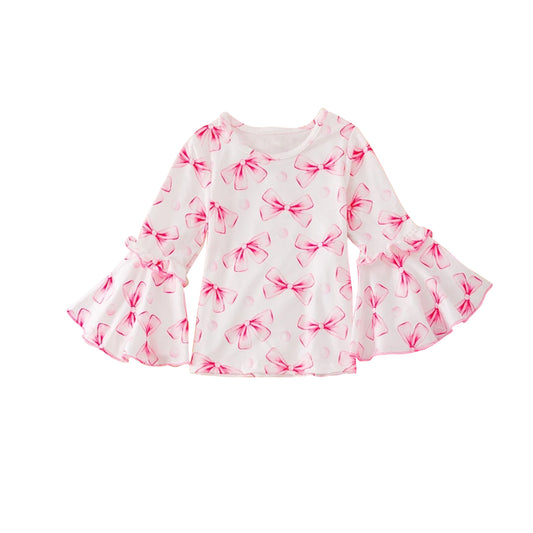 Pre-order GT0779 baby girls bows long sleeves top ( Deadline Oct.2 )