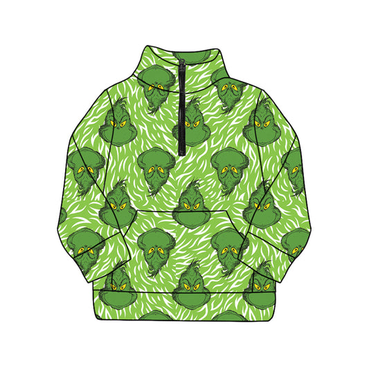 Pre-order GT1174 Adult women Christmas green cartoon zipper top  (Deadline 2025.9.12）