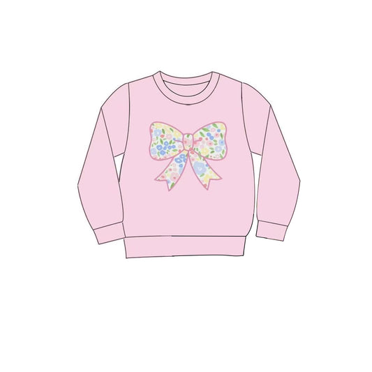 12.1 Pre-order GT1537 baby girls flower bow pink long sleeve top
