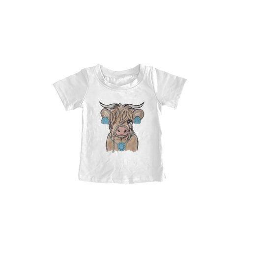12.1  Pre-order GT1541 baby girls cow short sleeve shirt top