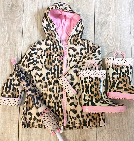 12.2 Pre-order GT1545 baby girls leopard long sleeve zipper hooded coat top