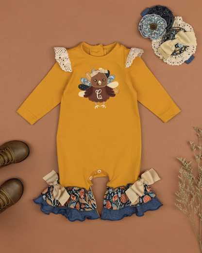 Pre-order LR1423 Baby girls turkey romper Embroidery