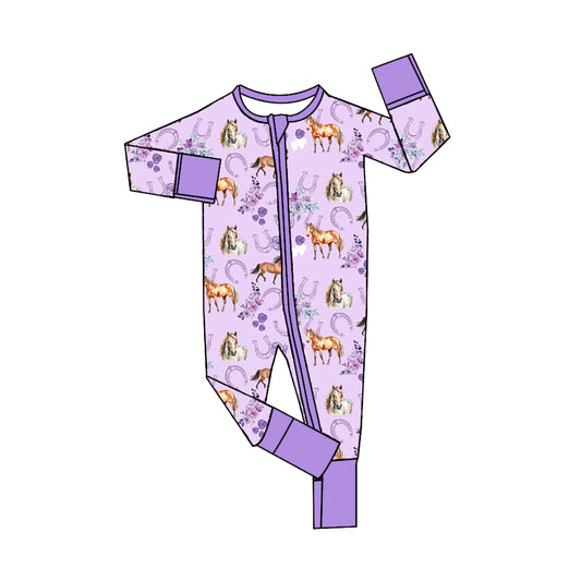 Pre-order LR1445 Baby girls horse zipper romper ( Deadline August 3 )