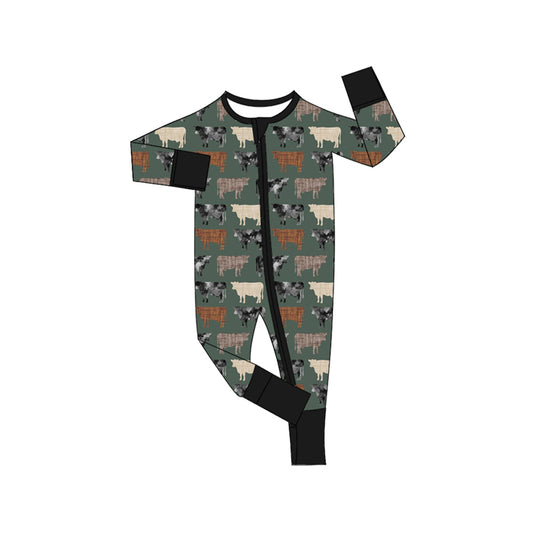 Pre-order LR1454 Baby boys cow zipper romper ( Deadline August 5 )