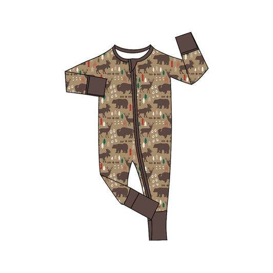 Pre-order LR1489 Baby boys Christmas deer zipper romper