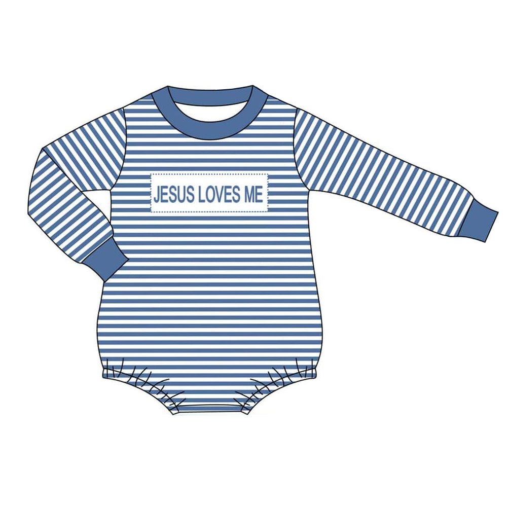 Pre-order LR1556 Baby boys Jesus love me romper