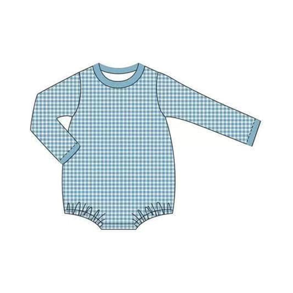 Pre-order LR1563 Baby boys blue plaid romper ( Deadline August 15 )