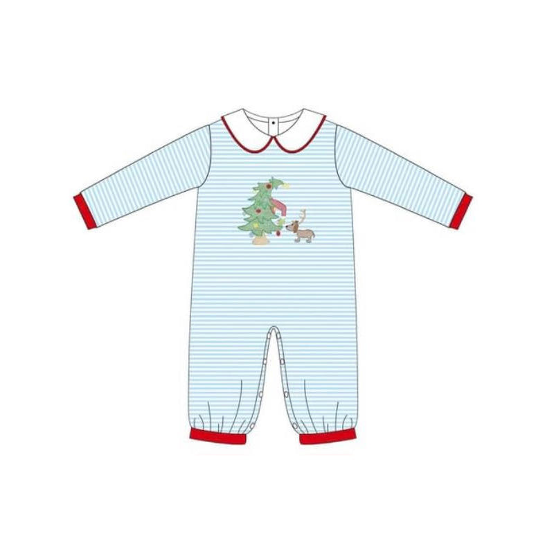 Pre-order LR1564 Baby boys Christmas tree romper embroidery