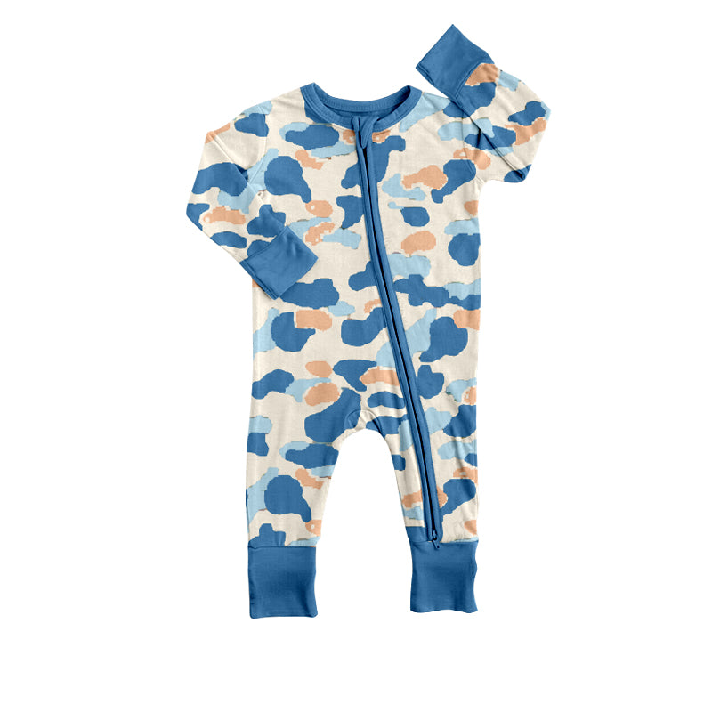 Pre-order LR1574 Baby boys blue camo zipper romper ( Deadline August 16 )