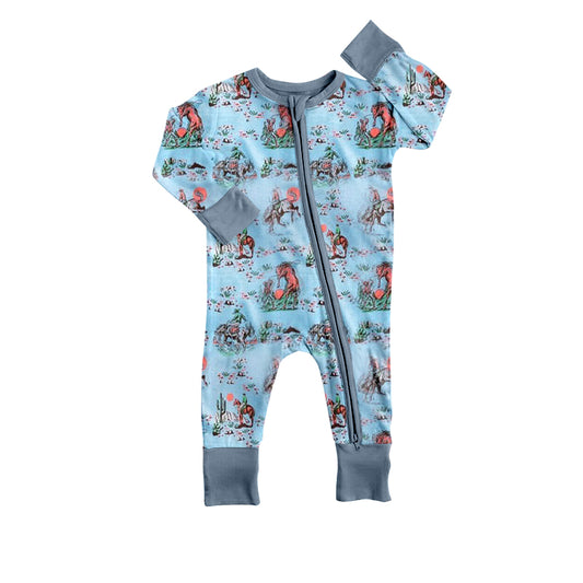 Pre-order LR1578 Baby boys blue cowboy zipper romper ( Deadline August 16 )