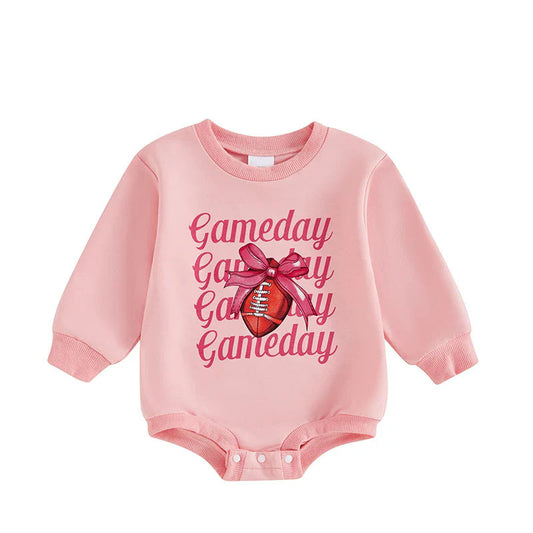 Pre-order LR1589 Baby girls gameday football romper ( Deadline August 19 )